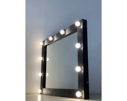 Черное гримерное зеркало 70х70 с подсветкой