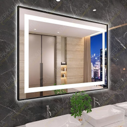 Зеркало в ванную комнату с черной рамкой и подсветкой Миос 85х60 см