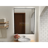 Зеркало с парящей подсветкой для ванной комнаты в черной раме Прайм Блэк